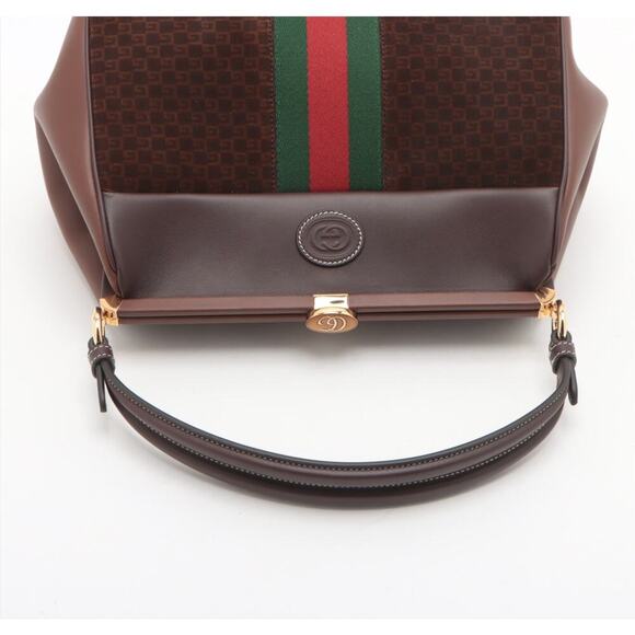 Gucci Virgo G Monogram Suede & Leather Handbag | Brown | Excellent Condition - Picture 5 of 8